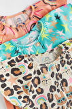 Next Baby % 100 Pamuklu Blue Orange Animal Print 3’lü Romper Set