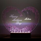 Veraart El Yapımı Boyama Kalpli Happy Mother's Day Işıklı Pleksi Kişiye Özel Gece Lambası Anneler Günü Hediyesi 1. Desen