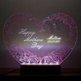 Veraart El Yapımı Boyama Kalpli Happy Mother's Day Işıklı Pleksi Kişiye Özel Gece Lambası Anneler Günü Hediyesi 1. Desen