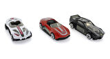 Die Cast Metal 3'lü Yarış Arabaları Siyah Araçlı