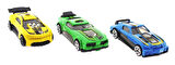 Die Cast Metal 3'lü Yarış Arabaları Yeşil Araçlı