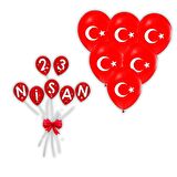 23 Nisan Süsleri Kapı Süsü ve Ay Yıldız Baskılı Balon 10 lu 23 Nisan 29 Ekim Bayram Süsleri
