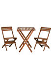 Reyo Ceviz Gürgen Katlanır 3'lü Bistro Set Balkon Bahçe Masa Sandalye Seti (MİNDERSİZ) 1.Kalite