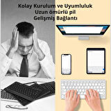 Coofbe Premium 2.4G Kablosuz Bluetooth Klavye Mouse Seti Şarj Edilebilir Telefon Tablet Laptop Klavye Seti