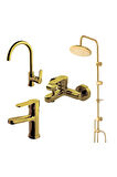 Domino Altın Banyo,Lavabo,Evye Bataryası,Altın Duş Ünitesi 440615G-971538-971528-971518