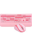  KM-6281 Candy Renkli Tuşlu Mor Kablosuz Q Multimedia Klavye + Mouse Set 