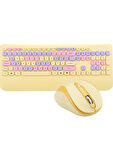  KM-6281 Candy Renkli Tuşlu Mor Kablosuz Q Multimedia Klavye + Mouse Set 