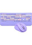  KM-6281 Candy Renkli Tuşlu Mor Kablosuz Q Multimedia Klavye + Mouse Set 