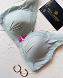 Harper Balensiz Desteksiz V Yaka Kesim Kaplı Dantelli Ultra Kaliteli Rahat C Cup Sütyen