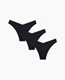 NBB Lazer V Kesim Yüksek Bel 3'lü Paket Külot (Bordo, Ten, Siyah, Pudra)