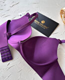 Angelina Push-up Balensiz Dikişsiz V Yaka İthal Kaliteli Düz Renk İz Belli Etmez Sütyen