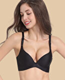 Angelina Push-up Balensiz Dikişsiz V Yaka İthal Kaliteli Düz Renk İz Belli Etmez Sütyen