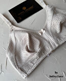 Liza Puantiye Desenli Pamuklu Penye Kalın Askılı Toparlayıcı Balensiz Desteksiz Rahat Sütyen