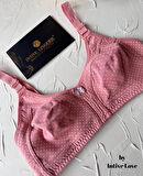 Liza Puantiye Desenli Pamuklu Penye Kalın Askılı Toparlayıcı Balensiz Desteksiz Rahat Sütyen