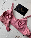 Liza Puantiye Desenli Pamuklu Penye Kalın Askılı Toparlayıcı Balensiz Desteksiz Rahat Sütyen