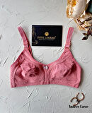 Liza Puantiye Desenli Pamuklu Penye Kalın Askılı Toparlayıcı Balensiz Desteksiz Rahat Sütyen