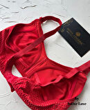 Liza Puantiye Desenli Pamuklu Penye Kalın Askılı Toparlayıcı Balensiz Desteksiz Rahat Sütyen