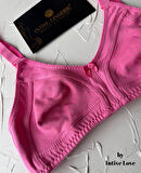 Liza Puantiye Desenli Pamuklu Penye Kalın Askılı Toparlayıcı Balensiz Desteksiz Rahat Sütyen