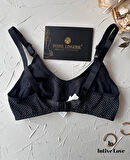 Liza Puantiye Desenli Pamuklu Penye Kalın Askılı Toparlayıcı Balensiz Desteksiz Rahat Sütyen