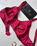 Liza Puantiye Desenli Pamuklu Penye Kalın Askılı Toparlayıcı Balensiz Desteksiz Rahat Sütyen