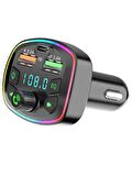 FM Araç Transmitter Bluetooth SD Card Şarj Müzik Radyo Mikrofon Araç İçi Çakmaklık Şarj ve Ses Cihaz