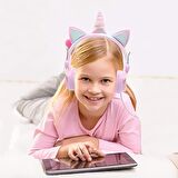 Pazariz Yeni Nesil Kablosuz Sevimli Unicorn Kız Çocuk Kulaklığı Wirelles Bluetooth Headphone