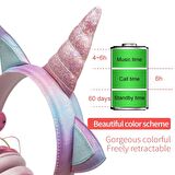 Pazariz Yeni Nesil Kablosuz Sevimli Unicorn Kız Çocuk Kulaklığı Wirelles Bluetooth Headphone