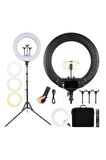 Pazariz Büyük Boy Ring Light Makyaj Güzellik 5500k 48w Kuaför Kit Çantalı Ve Kumandalı 18 Inç Işık