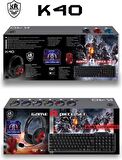 Pazariz Klavye Mouse Seti Mouse Pad Oyuncu Kulaklığı K40 - 4 Lü Oyuncu Bilgisayar Seti