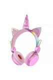 Pazariz Yeni Nesil Kablosuz Sevimli Unicorn Kız Çocuk Kulaklığı Wirelles bluetooth Pembe