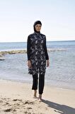 Estiva 23934 Siyah Lycra Jileli Dokuma Tesettür Mayo