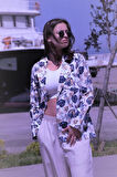 Kadın Bol Kesim Keten Oversize Rahat Ceket Kahverengi 3371200