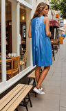 Kadın Kalın Askılı Cepli Piliseli Salaş Keten Elbise 3429300