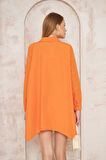 Kadın Asimetrik Tesettüre Uygun Uzun Terikoton Turuncu Tunik Gömlek Elbise 4912230