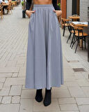 Kadın Yeni Sezon Beli Lastikli  A Kesim Salaş Uzun Yüksek Bel Kupra Etek 3676286