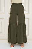 Paçası Büzgü Detaylı Aerobin Kumaş Kadın Pantolon - Beli Lastikli, Rahat Kesim 3763330