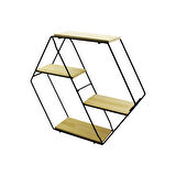 PETEK - 4 KATLI METAL İSKELETLİ - AHŞAP RAFLI  DEKORATİF RAF  GO5060Gok120479