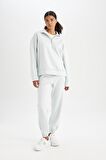DeFactoFit Oversize Geniş Kalıp Fermuarlı Dik Yaka Skuba Dalgıç Kumaş Sporcu Basic Düz Sweatshirt C9404AX24AUBE817