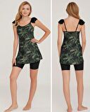 Adasea Brown 3916 İp Asılı Şortlu Tasarım Tesettür Havuz Mayo