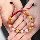 Makrome Örgülü Faset Kesim Akik Doğaltaş Kadın Bileklik