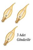 Osram Vintage 2,5W (22W) Kıvrımlı Rustik Led Mum Ampul -  (3 Adet) Sarı Dekoratif Lamba