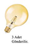 Osram Vintage 6,5W (55W) Dim Glop Rustik Ampul - Sarı (3 Adet) Işığı Kısılabilir Dekoratif Lamba