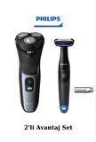 Philips S3133/51 Islak Kuru Sinek Kaydı Tıraş Makinesi - BG1024 Banyo Vücut Bakım Tıraş Makinesi Set