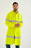 Yerli Diz Altı Pardesü RY 1800 Reflektörlü Su Geçirmez Fosforlu Yağmurluk İş Güvenliği Kıyafeti