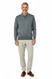 Oppland Erkek Kazak Premium Yün Tarzı Klasik Polo Yaka Düğmeli Cepli Rahat Tam Kalıp