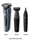Philips Islak/Kuru Sinek Kaydı Tıraş - Banyo Vücut Bakım - Kulak-Burun Tüy Kesme Makinesi 3'lü Çeyiz Seti