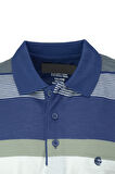 Oppland Erkek Pamuklu Ringelli Kumaş T-Shirt Polo Yaka Cepli Kısa Kol Şık Çizgi Desenli Tam Kalıp