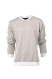 Erkek Mevsimlik Doğal Pamuklu Sweatshirt Bisiklet Yaka Çizgili Rahat Kesim Tam Kalıp