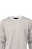 Erkek Mevsimlik Doğal Pamuklu Sweatshirt Bisiklet Yaka Çizgili Rahat Kesim Tam Kalıp