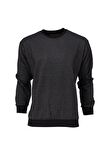 Erkek Mevsimlik Doğal Pamuklu Sweatshirt Bisiklet Yaka Çizgili Rahat Kesim Tam Kalıp